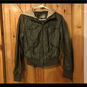 👗 3/$25 Olive Green Leather Jacket - Size S